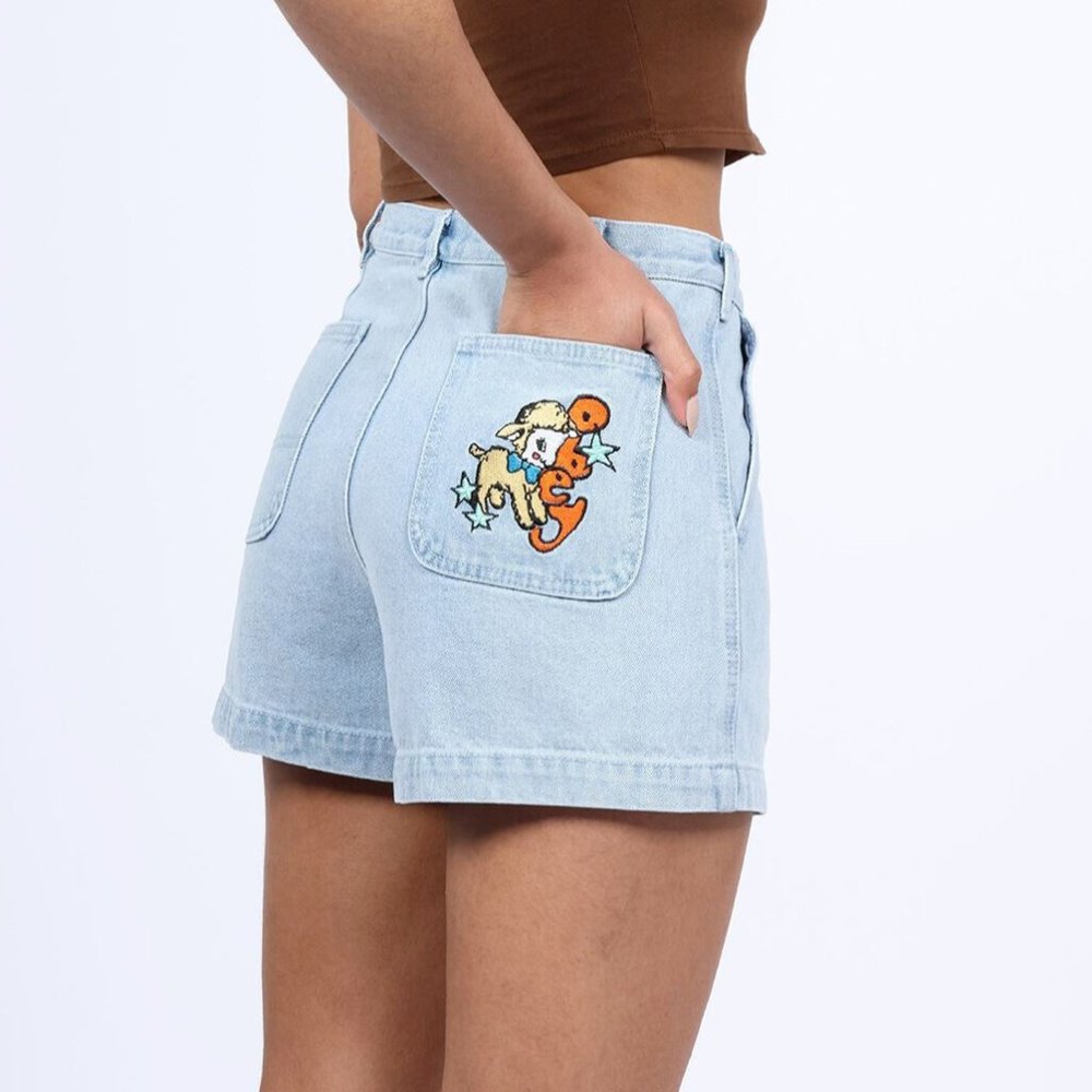 Obey High Waisted Denim Shorts "Baby Lamb"